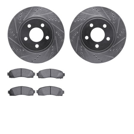 DYNAMIC FRICTION CO 7402-54058, Rotors-Drilled and Slotted-Silver with Ultimate Duty Performance Brake Pads, Zinc Coated 7402-54058